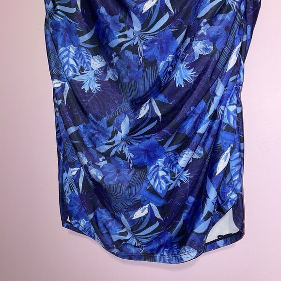 NEW Simply Fit Swim Dress Women 3X Blue Floral One Piece Swimsuit - Picture 3 of 7